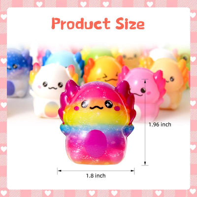 24-Pack Kawaii Axolotl Squishy Toys – Slow Rising Sensory Fidget Toys, Soft Stretchy Stress Relief Toys for Kids & Adults, ASMR Party Favors & Gift Set