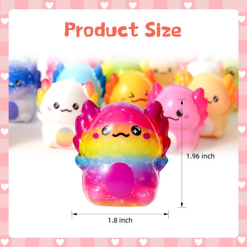 24-Pack Kawaii Axolotl Squishy Toys – Slow Rising Sensory Fidget Toys, Soft Stretchy Stress Relief Toys for Kids & Adults, ASMR Party Favors & Gift Set
